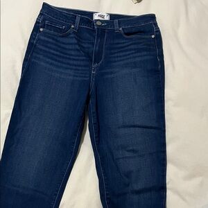 PAIGE Women's Dark Blue Straight Leg Jeans